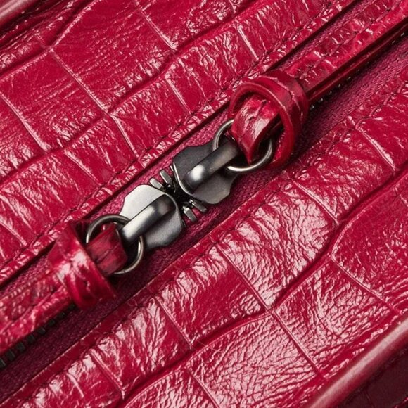 Balenciaga Raspberry Croc Embossed Calfskin Leather Neo Classic Small City Bag - Picture 2 of 12